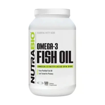 Imagen de NutraBio Omega 3 500 Pastillas – Suplemento con Ácidos Grasos Esenciales