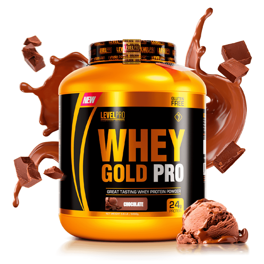 Envase de Proteína Whey Gold Pro 3000g Chocolate Level Pro – Suplemento nutritivo con proteína de suero para complementar una vida activa