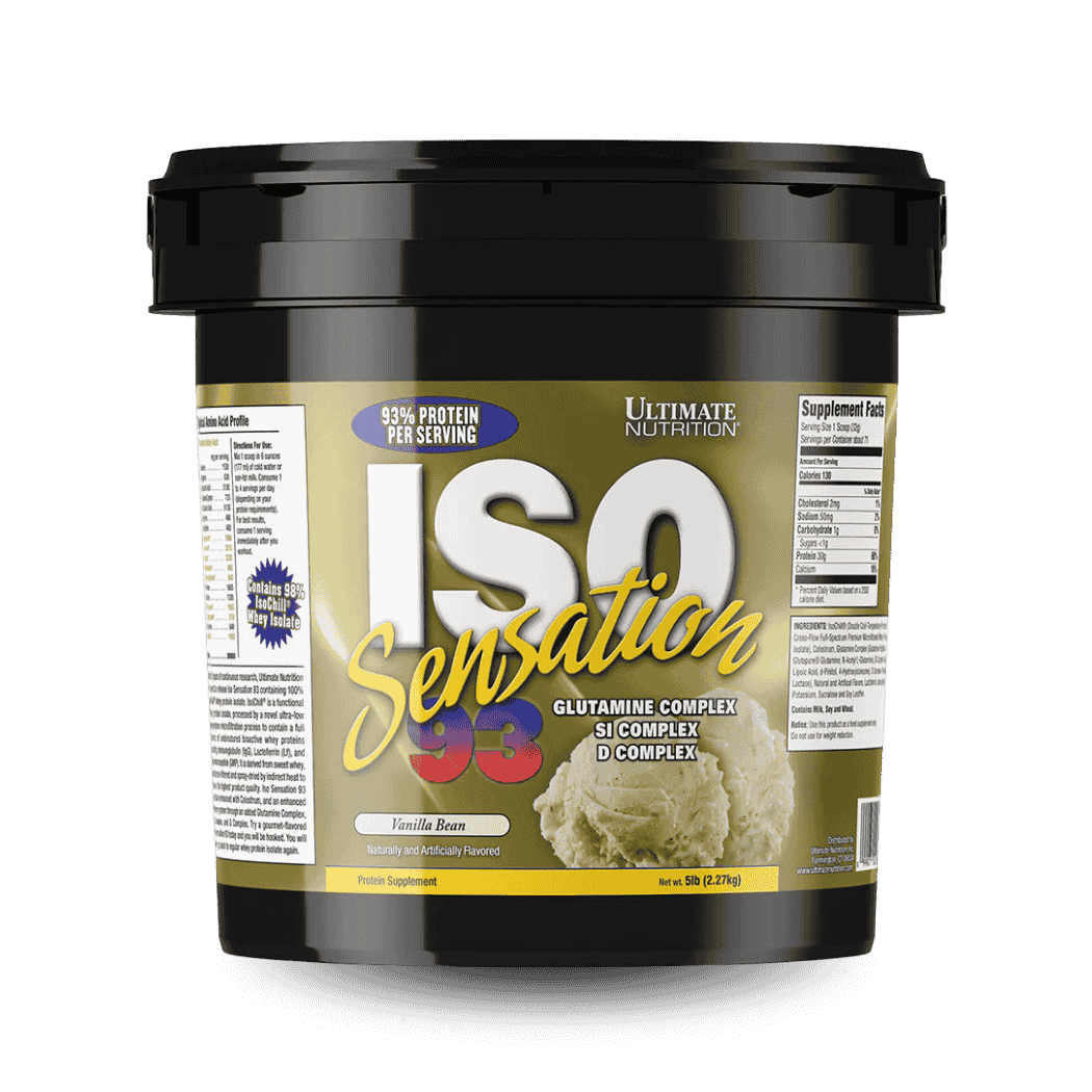 Proteína Iso Sensation 93 5LB Ultimate Nutrition sabor vainilla aislado de suero